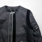 WILLIAM WETSH Single Rider Biker Jacket, Size L, Suede with Ribbed Design