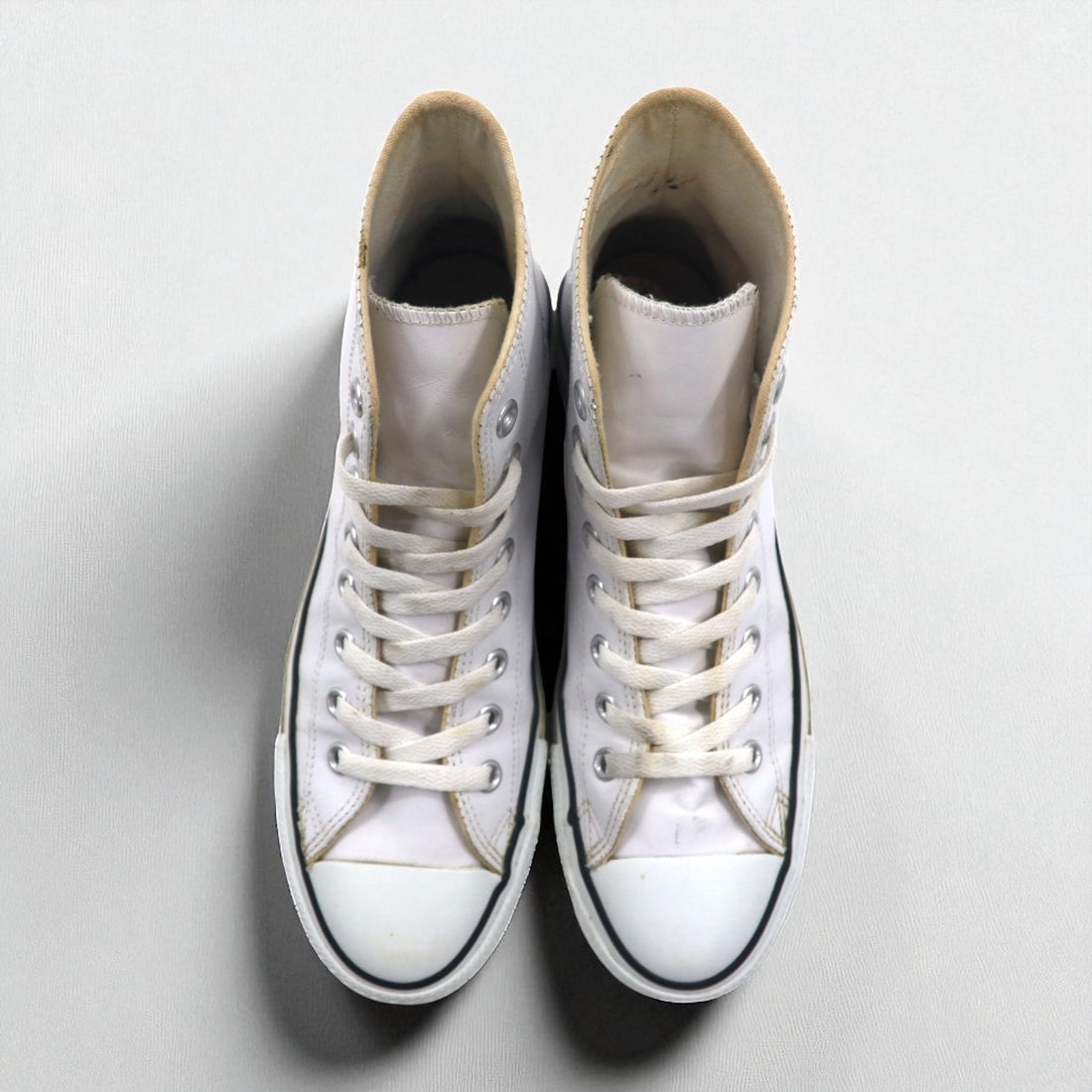 CONVERSE All Star High-Top Sneakers, Size 26cm, White Leather, 18615