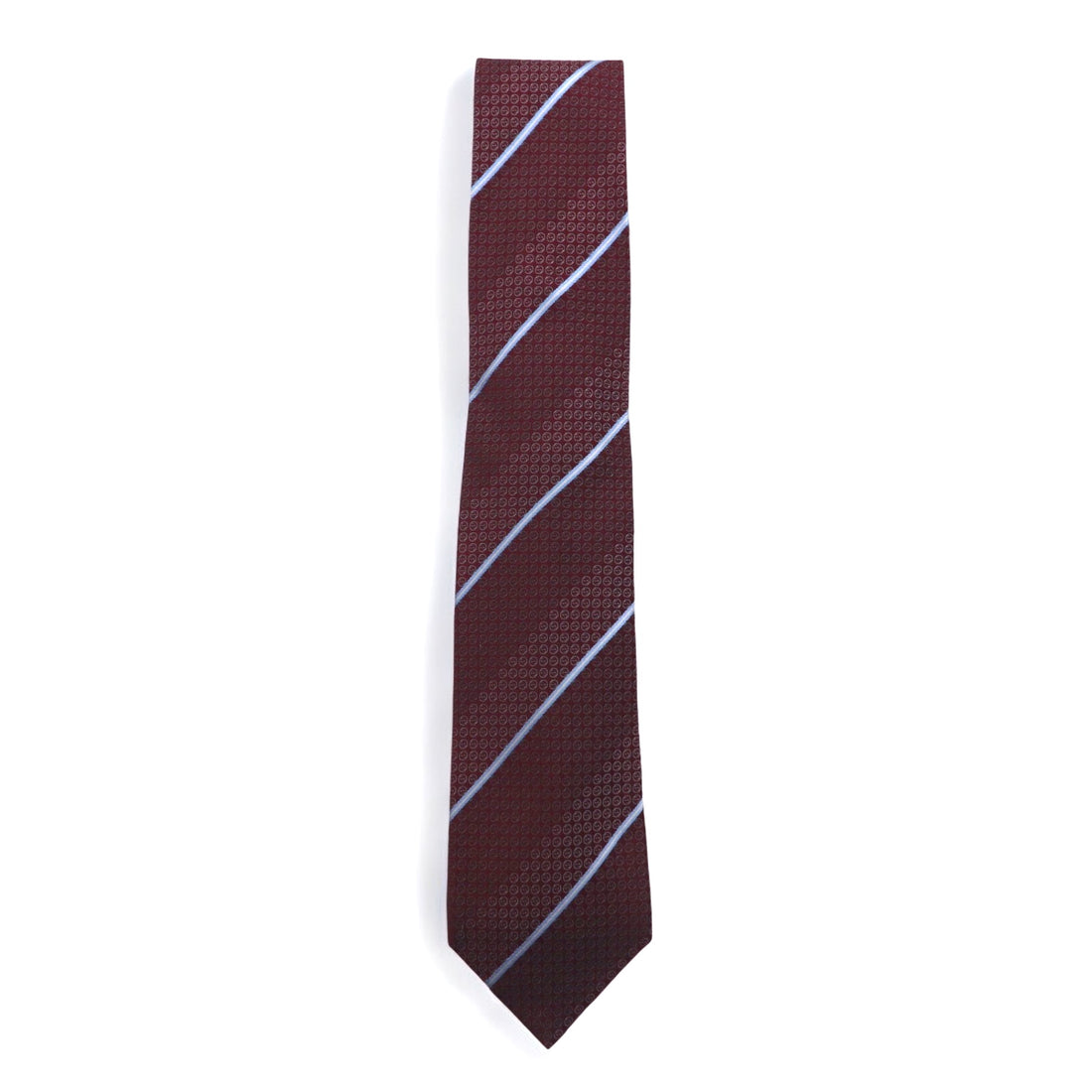 GUCCI Made in Italy Tie Bordeaux Regimental Stripe Silk GG Logo Current Tag