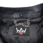 WILLIAM WETSH Single Rider Biker Jacket, Size L, Suede with Ribbed Design