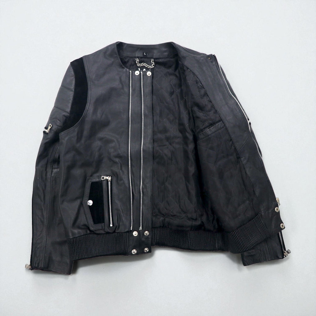 WILLIAM WETSH Single Rider Biker Jacket, Size L, Suede with Ribbed Design