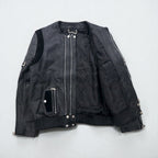 WILLIAM WETSH Single Rider Biker Jacket, Size L, Suede with Ribbed Design