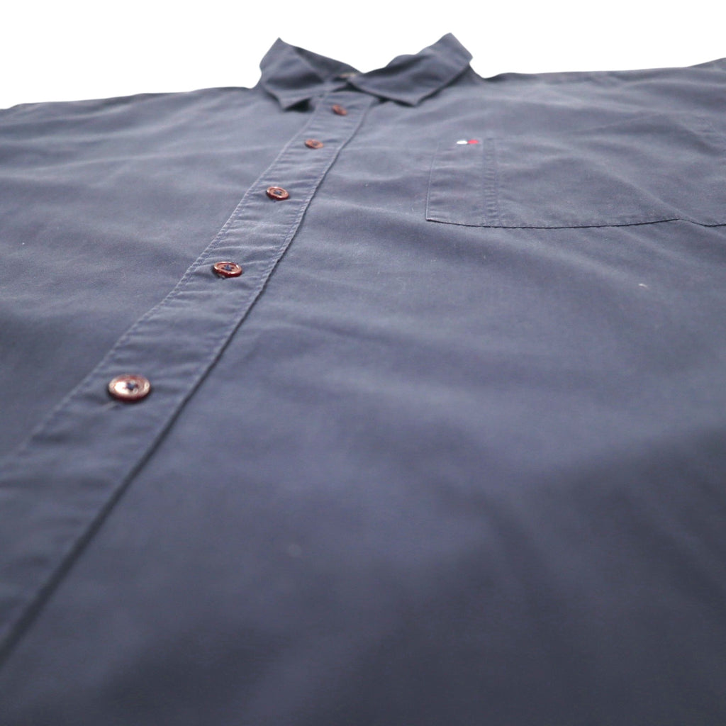 TOMMY HILFIGER 90s Dress Shirt XXL Navy Chest Pocket Big Size One Point Logo