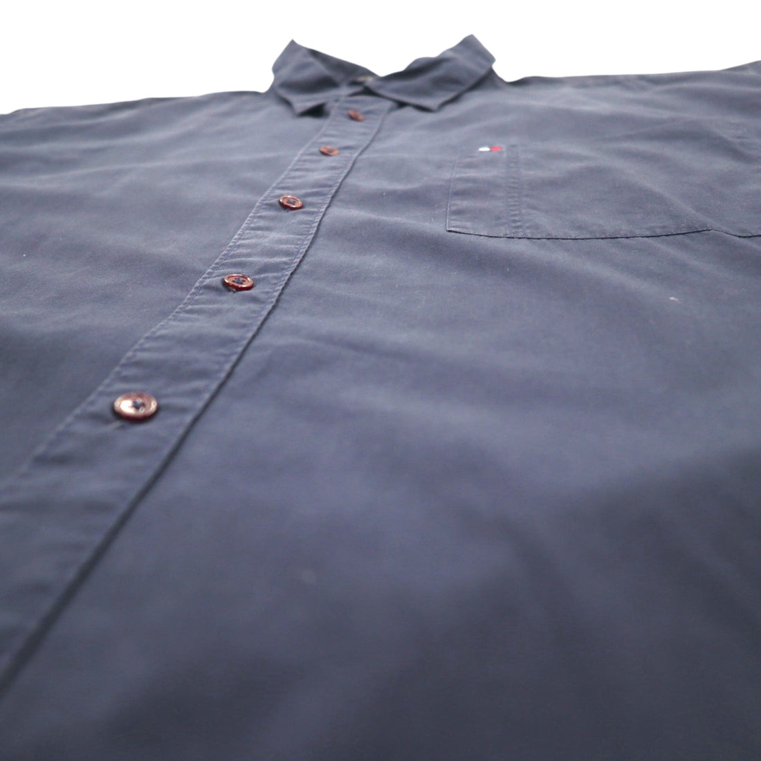 TOMMY HILFIGER 90s Dress Shirt XXL Navy Chest Pocket Big Size One Point Logo