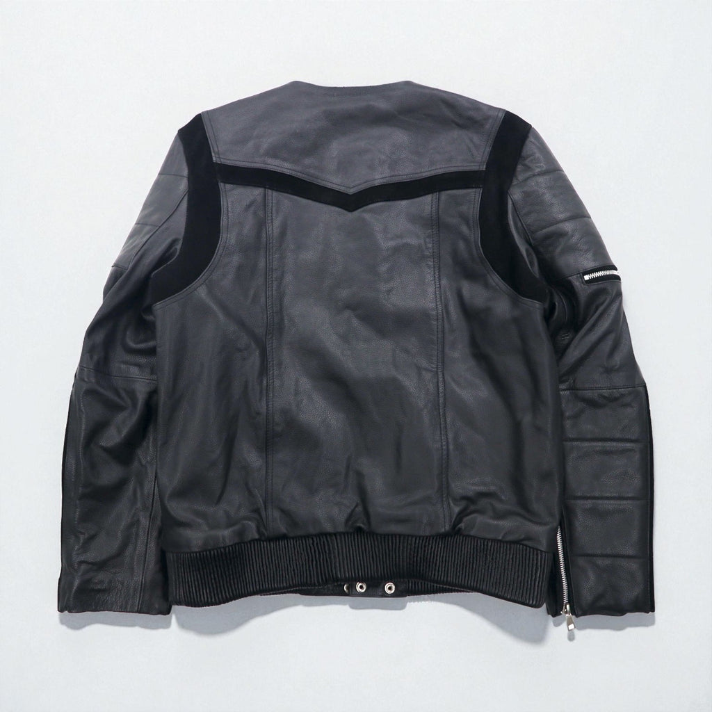WILLIAM WETSH Single Rider Biker Jacket, Size L, Suede with Ribbed Design