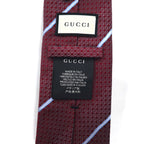 GUCCI Made in Italy Tie Bordeaux Regimental Stripe Silk GG Logo Current Tag