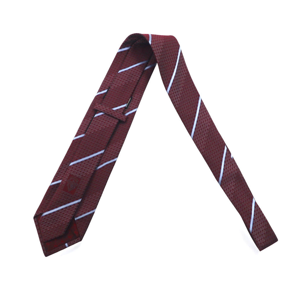 GUCCI Made in Italy Tie Bordeaux Regimental Stripe Silk GG Logo Current Tag