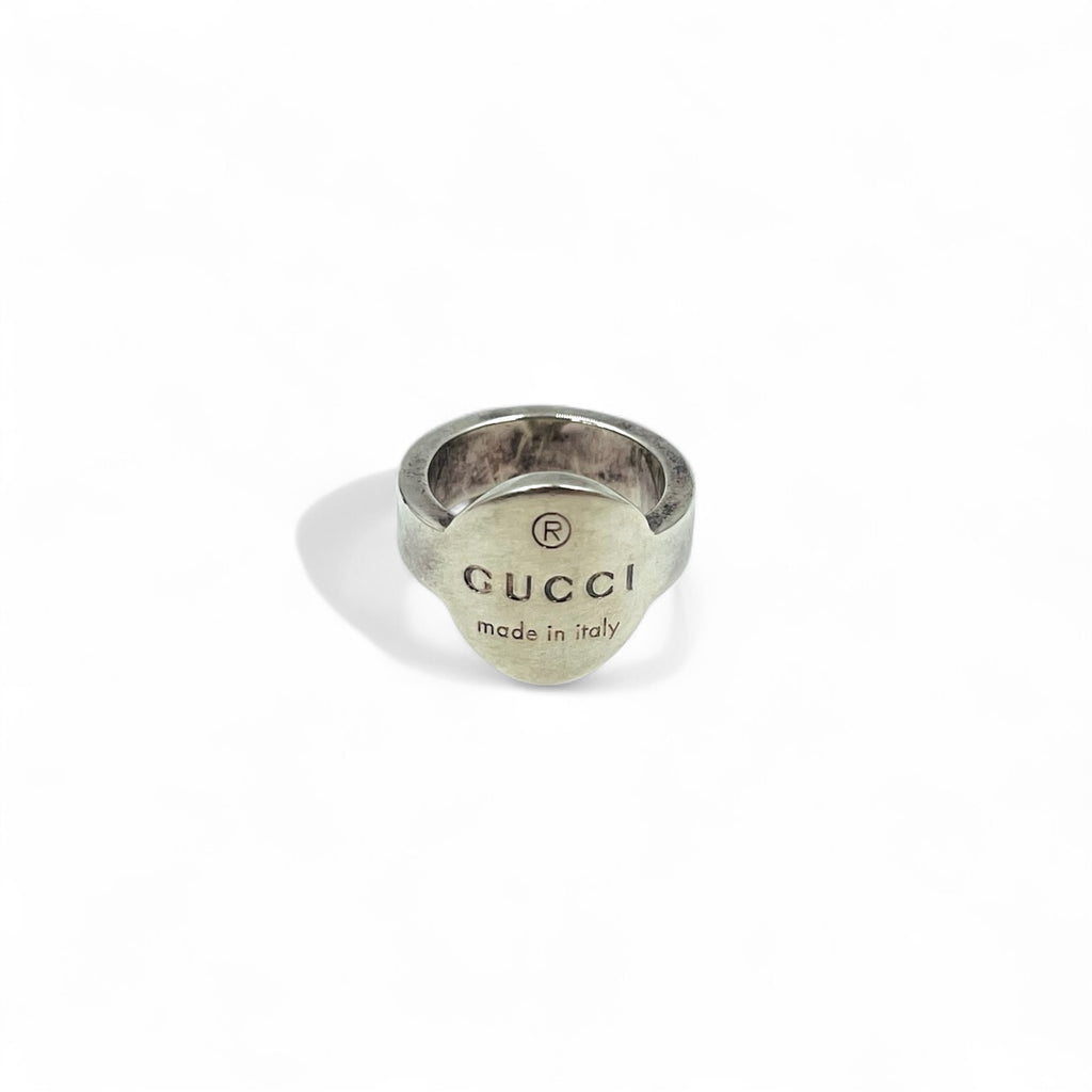 GUCCI トレードマーク オーバル ロゴ リング 10号 シルバー 925