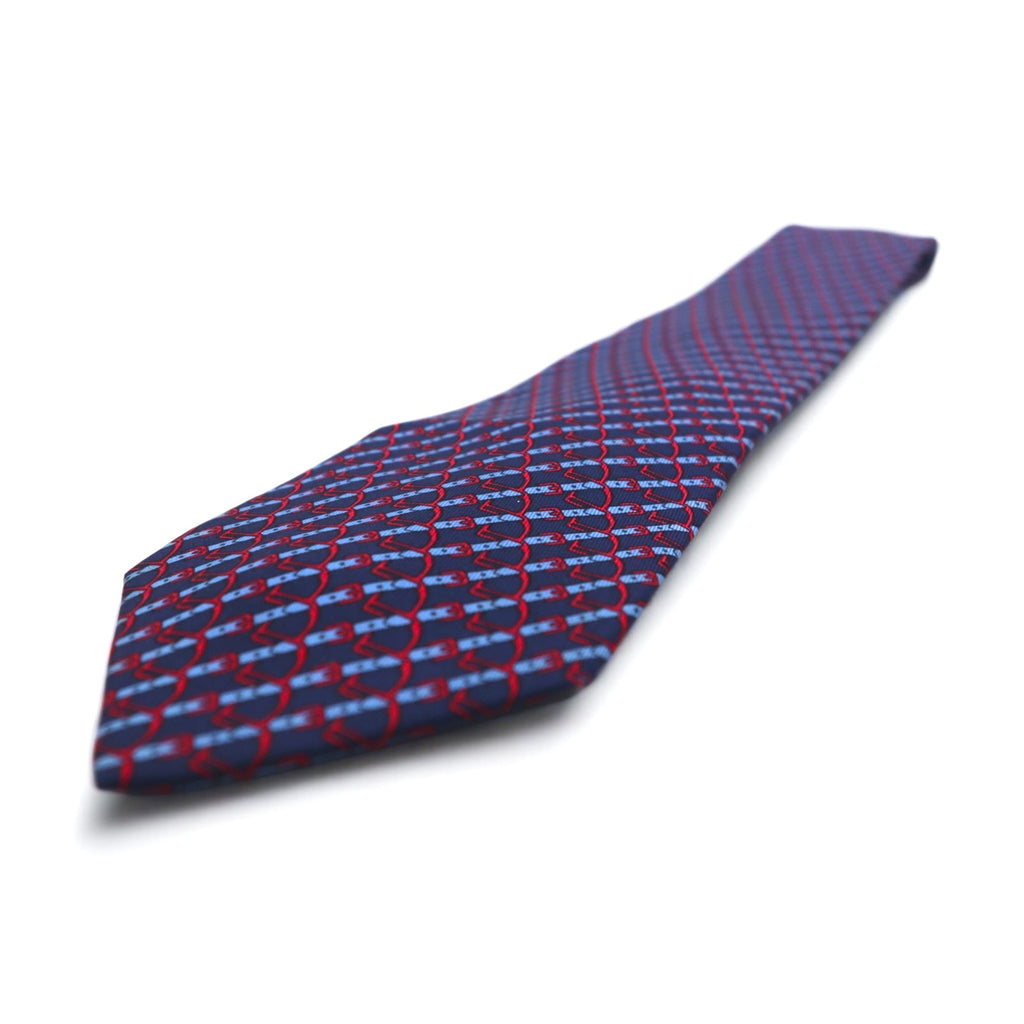 HERMES French made tie, navy silk, all-over stripe belt 7020 TA