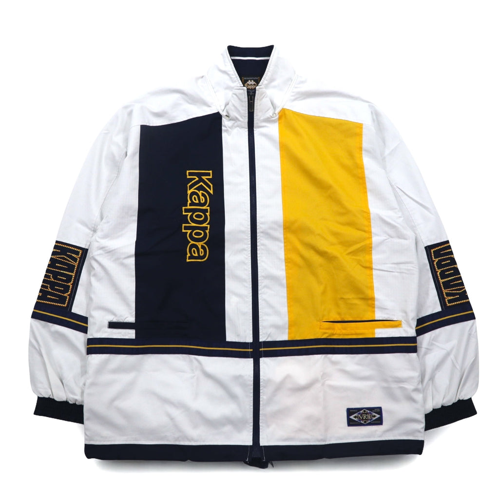 KAPPA 90s Track Jacket Jersey XL White Color Block Mesh Liner Logo Embroidery