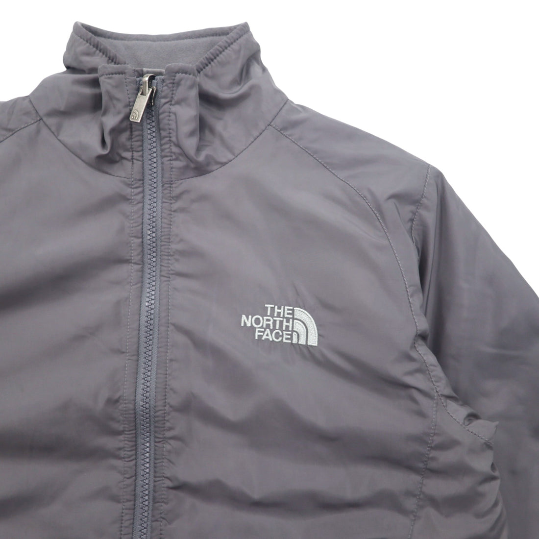 THE NORTH FACE Fleece Liner Insulated Jacket, Padding, XS, Gray, Polyester, Logo Embroidery, Drawcord
