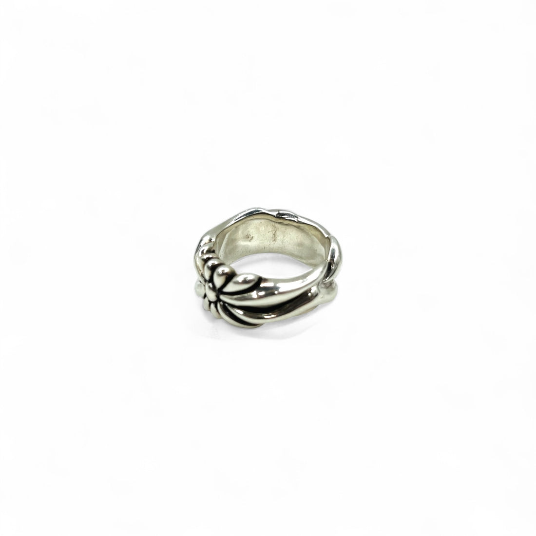 Vintage Silver Ring Flower Cross Floral Ring US size #8.5 Silver SILVER 925