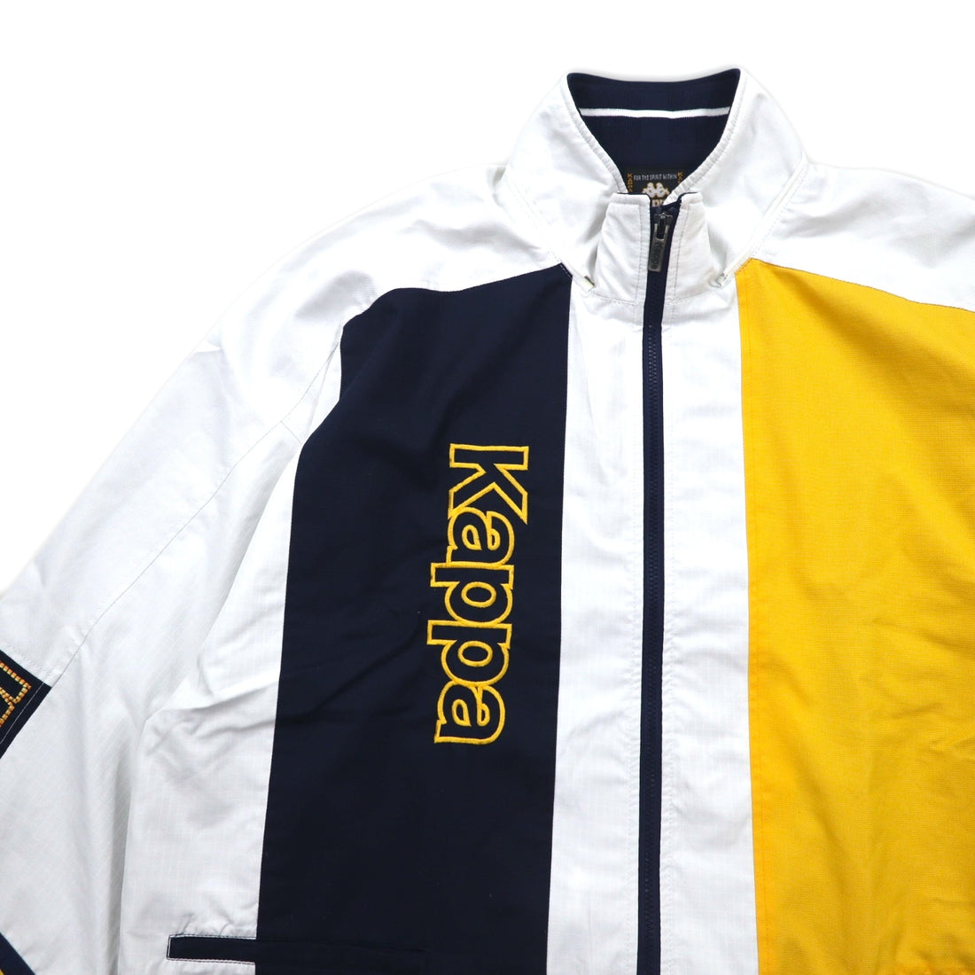 KAPPA 90s Track Jacket Jersey XL White Color Block Mesh Liner Logo Embroidery