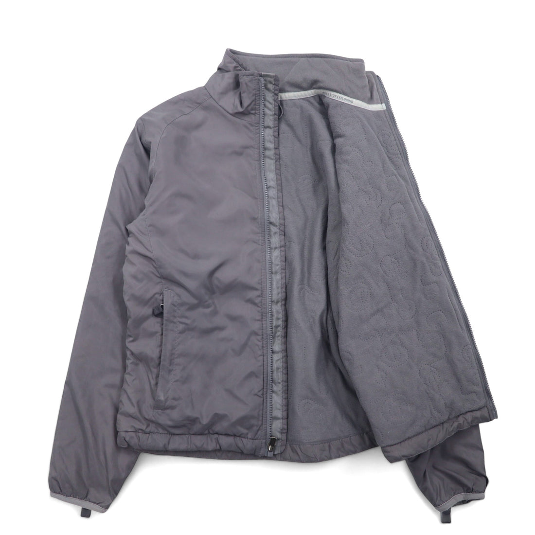 THE NORTH FACE Fleece Liner Insulated Jacket, Padding, XS, Gray, Polyester, Logo Embroidery, Drawcord