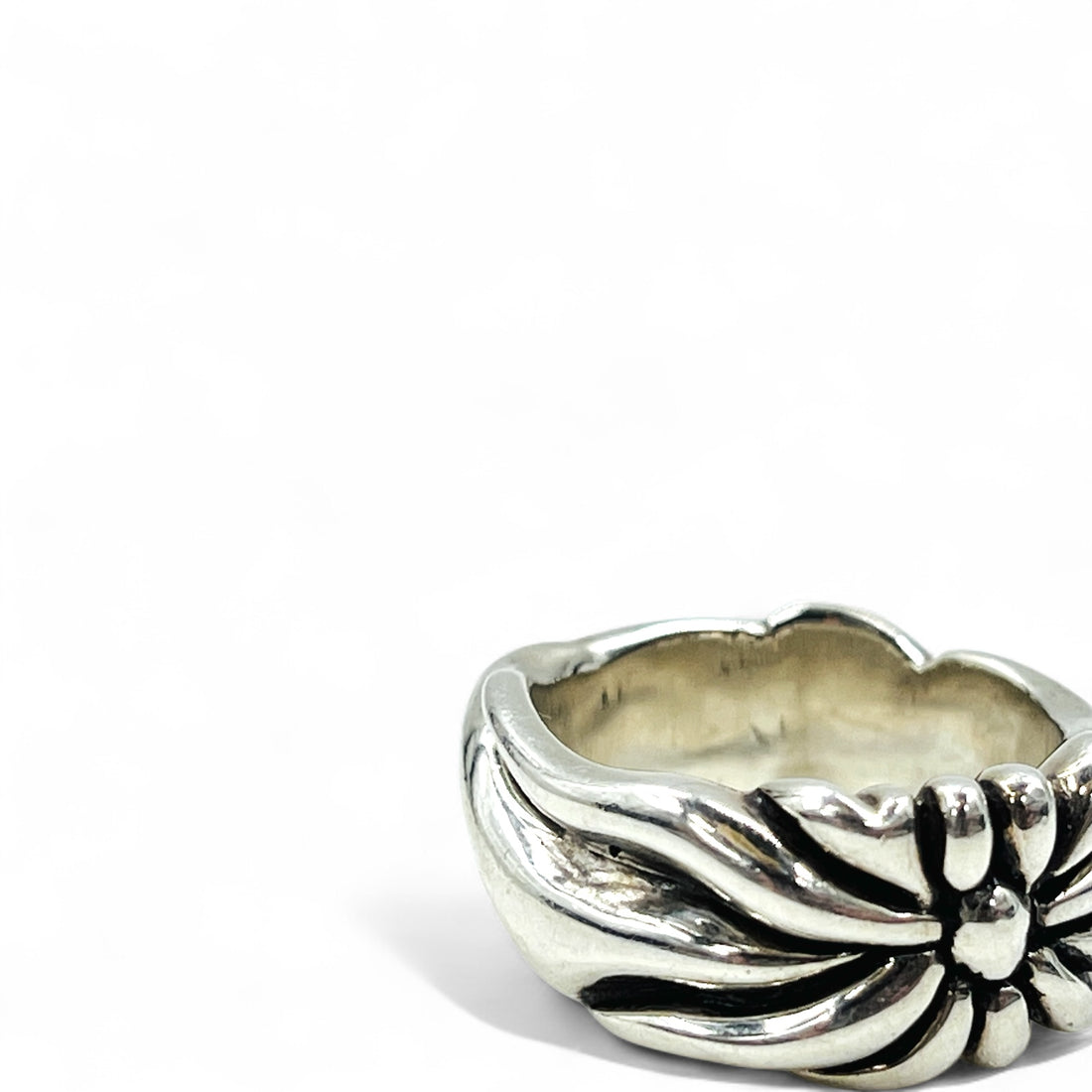 Vintage Silver Ring Flower Cross Floral Ring US size #8.5 Silver SILVER 925