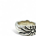 Vintage Silver Ring Flower Cross Floral Ring US size #8.5 Silver SILVER 925