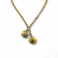 CELINE Vintage Charm Necklace Pendant Gold Chain Sun Made in Italy