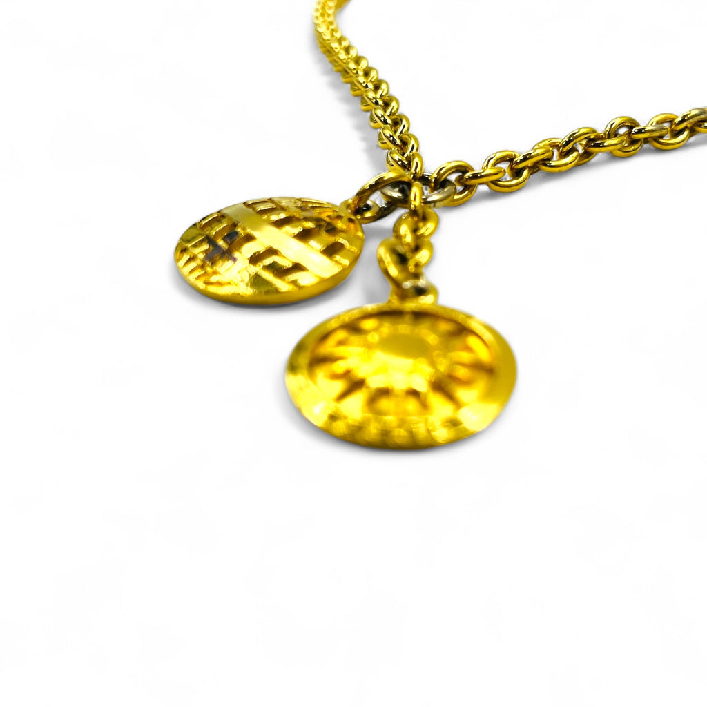 CELINE Vintage Charm Necklace Pendant Gold Chain Sun Made in Italy