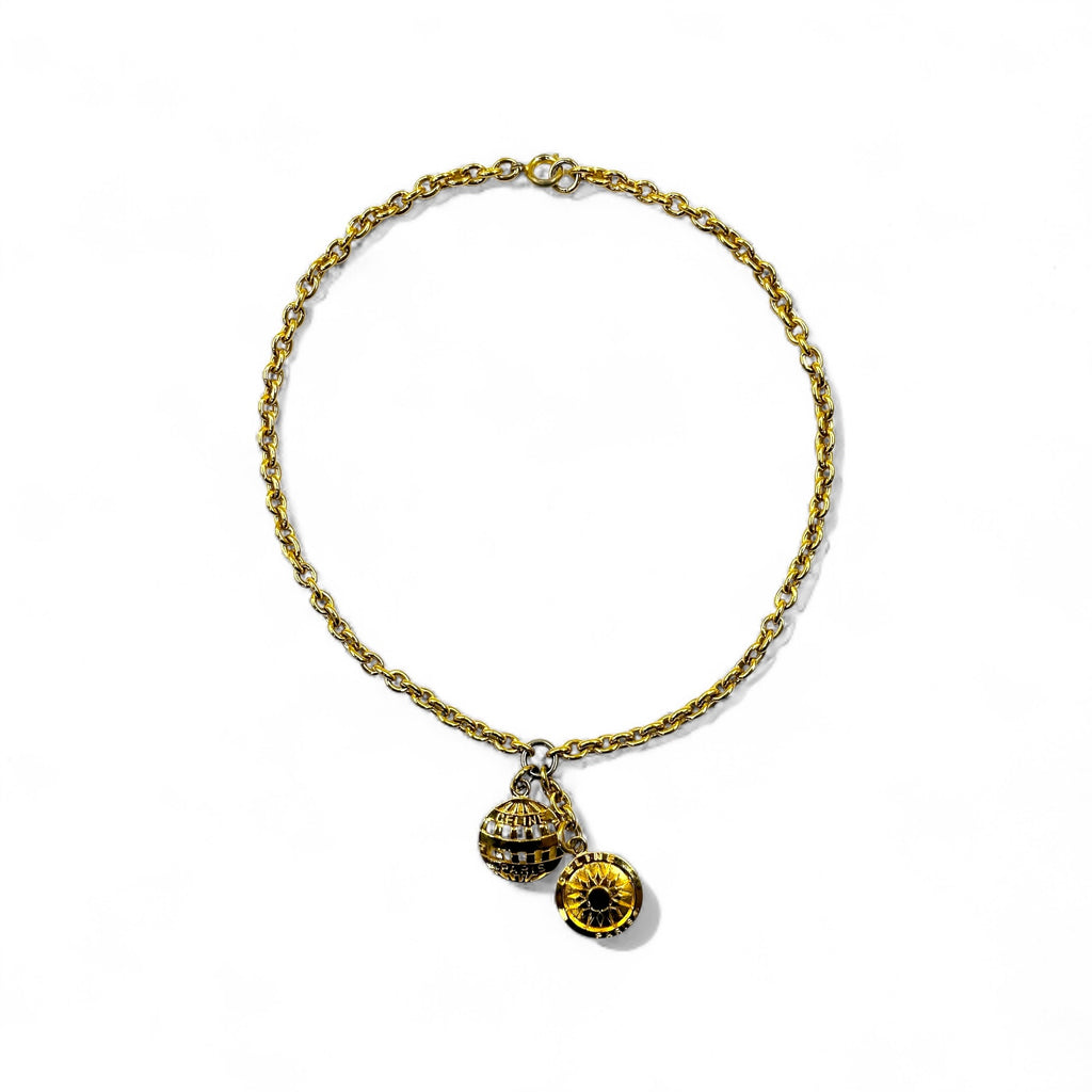 CELINE Vintage Charm Necklace Pendant Gold Chain Sun Made in Italy