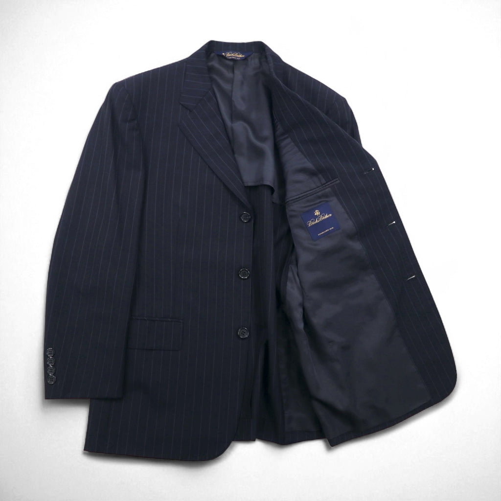 Brooks Brothers 3B スーツ セットアップ M ネイビー ストライプ ウール 日本製