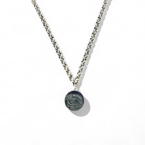 GUCCI Trademark Coin Charm Necklace Pendant Silver 925 Round