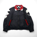 90s Vintage Burk's Bay Racing Riders Jacket, Size 2XL, Padded, Checkered Flag,