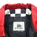 90s Vintage Burk's Bay Racing Riders Jacket, Size 2XL, Padded, Checkered Flag,