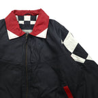 90s Vintage Burk's Bay Racing Riders Jacket, Size 2XL, Padded, Checkered Flag,