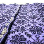 LLBean Tyrolean Knit Concho Button Cardigan S Purple Wool All-over Nordic Pattern