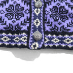 LLBean Tyrolean Knit Concho Button Cardigan S Purple Wool All-over Nordic Pattern