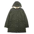日本然リトテ-古着オンライン-LAUREN RALPH LAUREN フーデッド キルティング ジャケット コート L カーキ ポリエステル スカーフ柄 裏地-LAUREN RALPH LAUREN Hooded Quilted Jacket Coat L Khaki Polyester Scarf Pattern Lining
