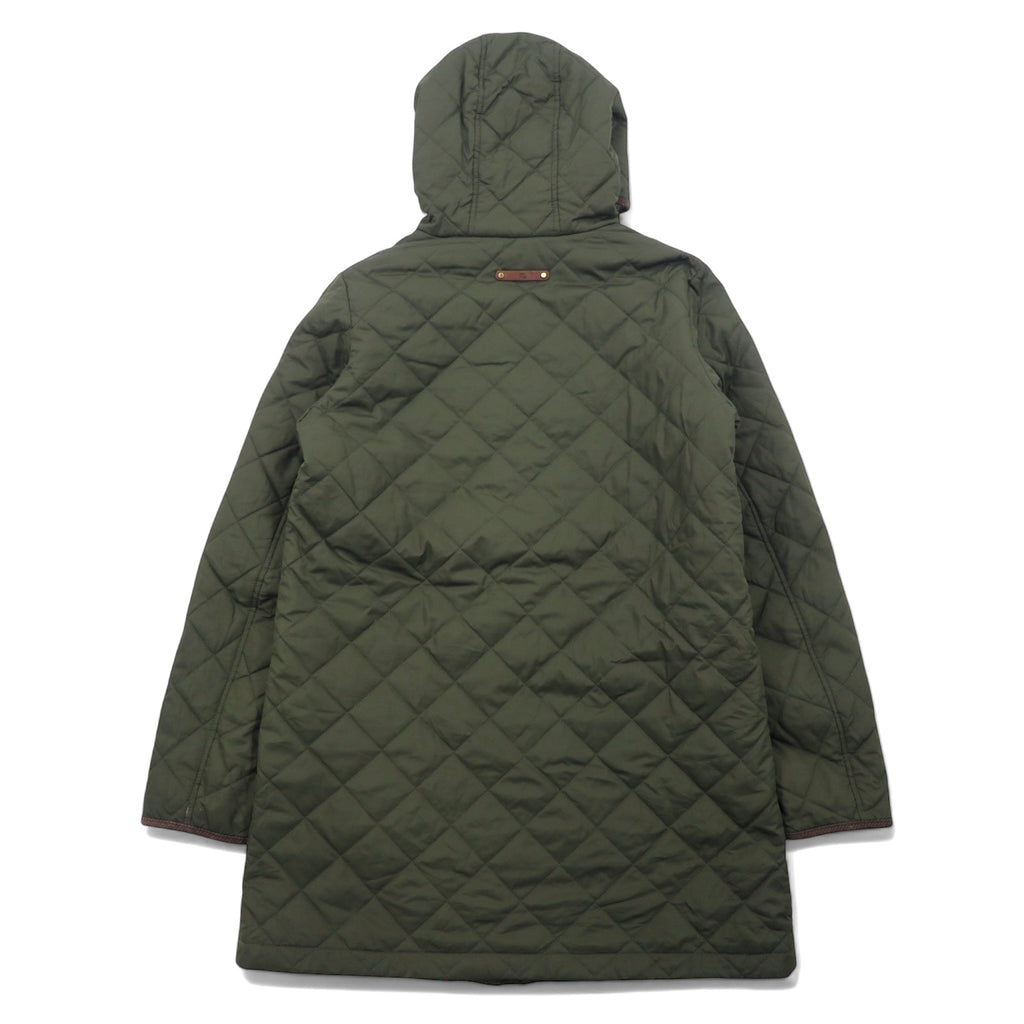 LAUREN RALPH LAUREN Hooded Quilted Jacket Coat L Khaki Polyester Scarf Pattern Lining