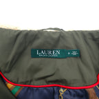 LAUREN RALPH LAUREN Hooded Quilted Jacket Coat L Khaki Polyester Scarf Pattern Lining