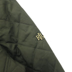 LAUREN RALPH LAUREN Hooded Quilted Jacket Coat L Khaki Polyester Scarf Pattern Lining
