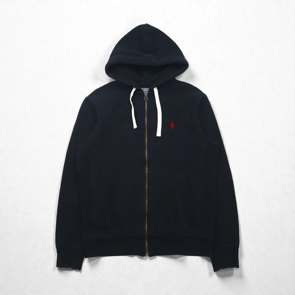 Polo Ralph Lauren 90年代 リバースウィーブ ジップパーカー M ブラック スモールポニー 刺繡 ロゴ