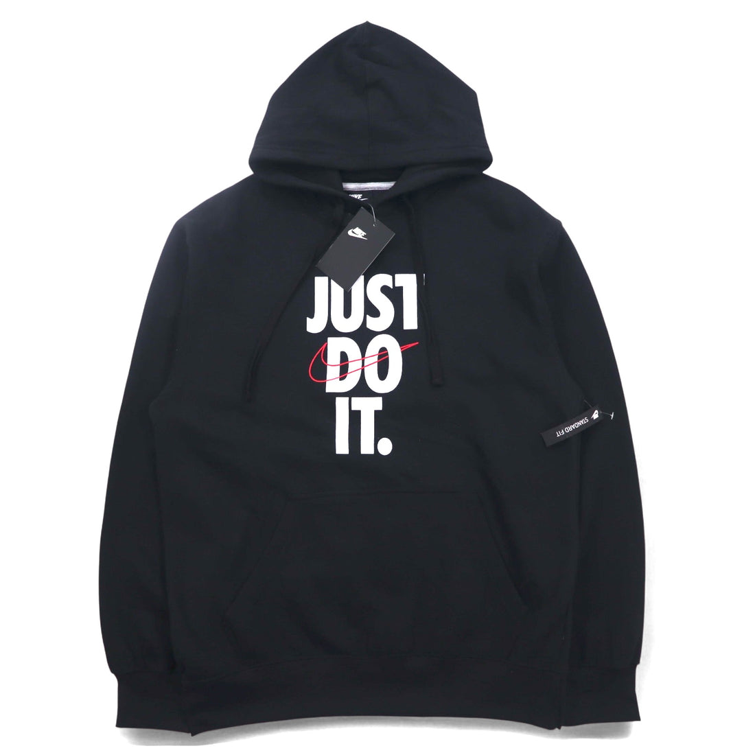 NIKE Pullover Hoodie M Black JUST DO IT HOODIE 928717-010 Made in Pakistan Unused