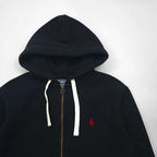 Polo Ralph Lauren 90年代 リバースウィーブ ジップパーカー M ブラック スモールポニー 刺繡 ロゴ