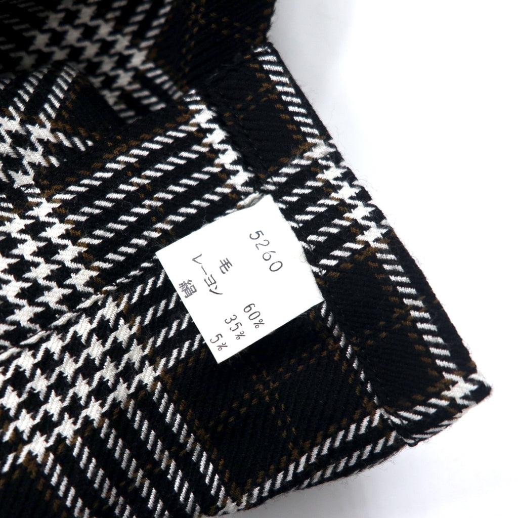 LINFORD Flannel Shirt, Medium, Black, Check, Wool and Silk Blend, Made in Japan