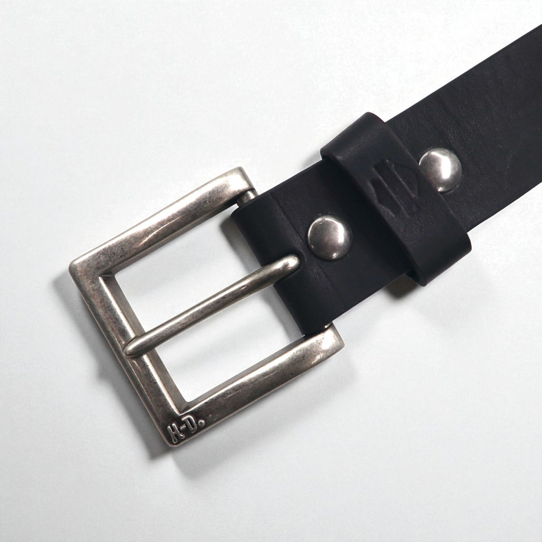 HARLEY DAVIDSON Leather Belt, Size 38, Black Cowhide with Silver Metal Buckle, 97806-18VM