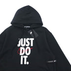NIKE Pullover Hoodie M Black JUST DO IT HOODIE 928717-010 Made in Pakistan Unused