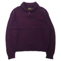 日本然リトテ-古着オンライン-Eddie Bauer USA製 90年代 ショールカラー ニット セーター XL パープル ウール 黒タグ ビッグサイズ-Eddie Bauer USA MADE 90s Show COLLAR Knit Sweater XL Purple Wool Black Tag Big Size