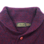 Eddie Bauer Made in USA 90's Shawl Collar Knit Sweater XL Purple Wool Black Tag Big Size