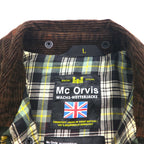 Mc Orvis 1990s Made in England Oiled Jacket, Size L, Khaki, Waterproof Cotton, Check Lining