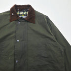 Mc Orvis 1990s Made in England Oiled Jacket, Size L, Khaki, Waterproof Cotton, Check Lining