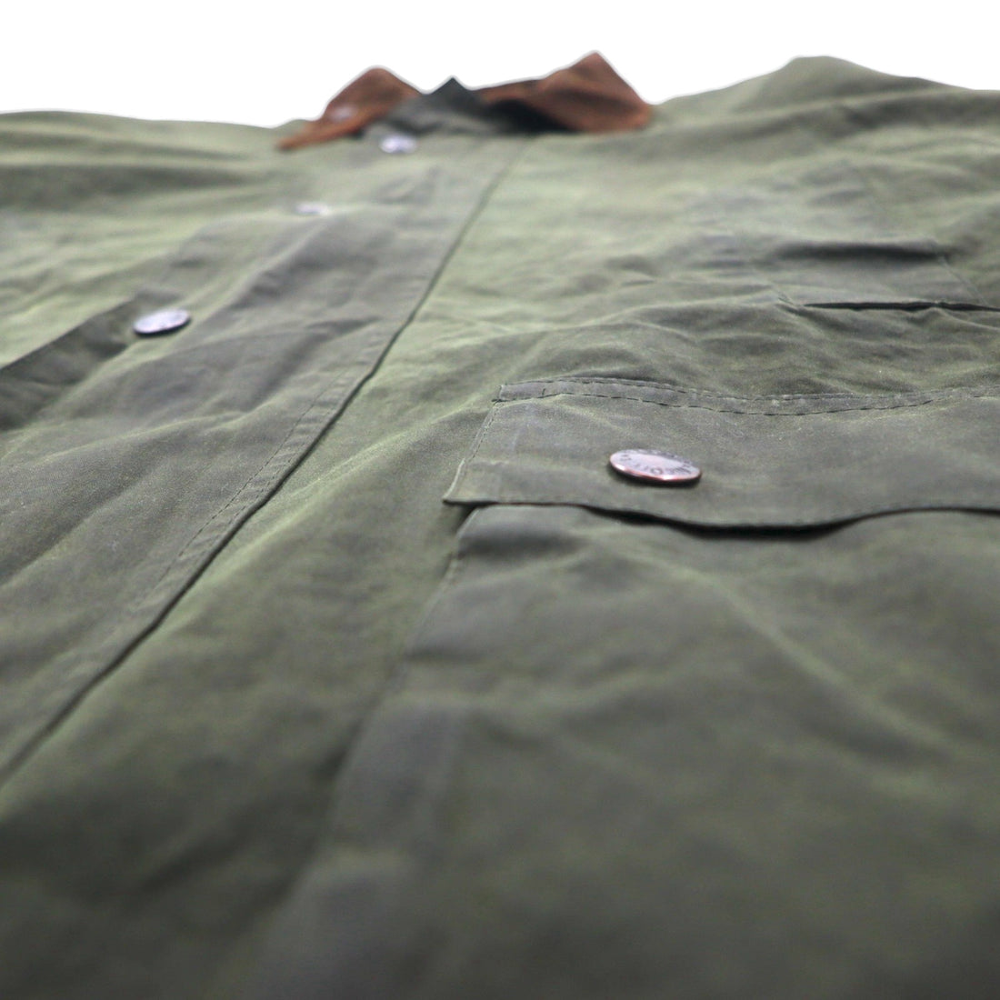 Mc Orvis 1990s Made in England Oiled Jacket, Size L, Khaki, Waterproof Cotton, Check Lining