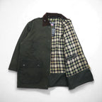 Mc Orvis 1990s Made in England Oiled Jacket, Size L, Khaki, Waterproof Cotton, Check Lining
