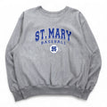 Champion Premium Reverse Weave Sweatshirt L Gray Fleece-lined College Print ST. MARY BASEBALL 3-tier Print Arch Logo Made in El Salvador