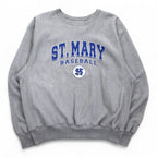 Champion Premium Reverse Weave Sweatshirt L Gray Fleece-lined College Print ST. MARY BASEBALL 3-tier Print Arch Logo Made in El Salvador