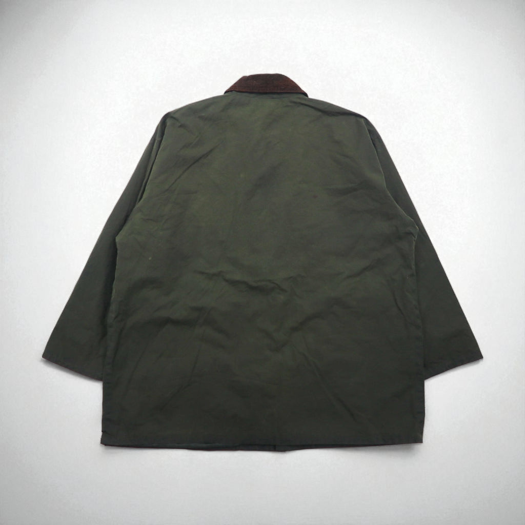 Mc Orvis 1990s Made in England Oiled Jacket, Size L, Khaki, Waterproof Cotton, Check Lining