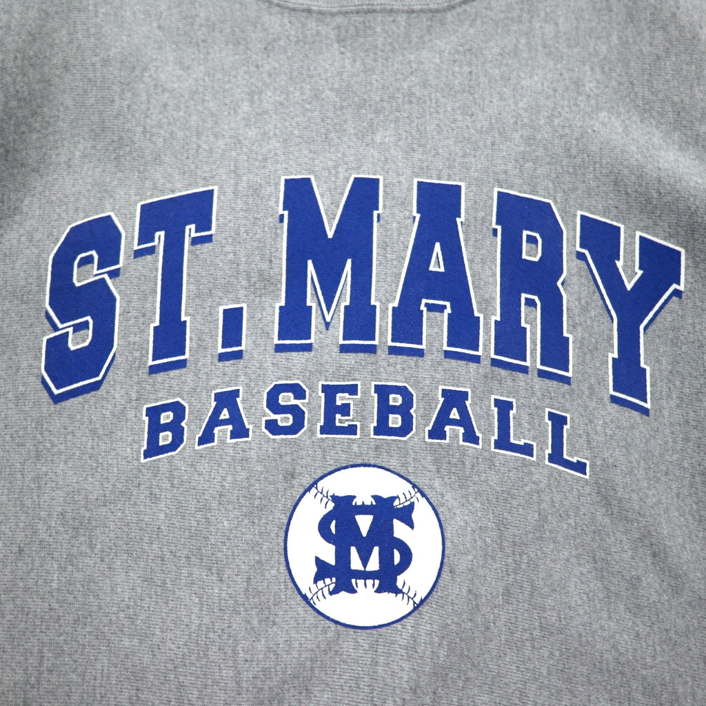 Champion Premium Reverse Weave Sweatshirt L Gray Fleece-lined College Print ST. MARY BASEBALL 3-tier Print Arch Logo Made in El Salvador